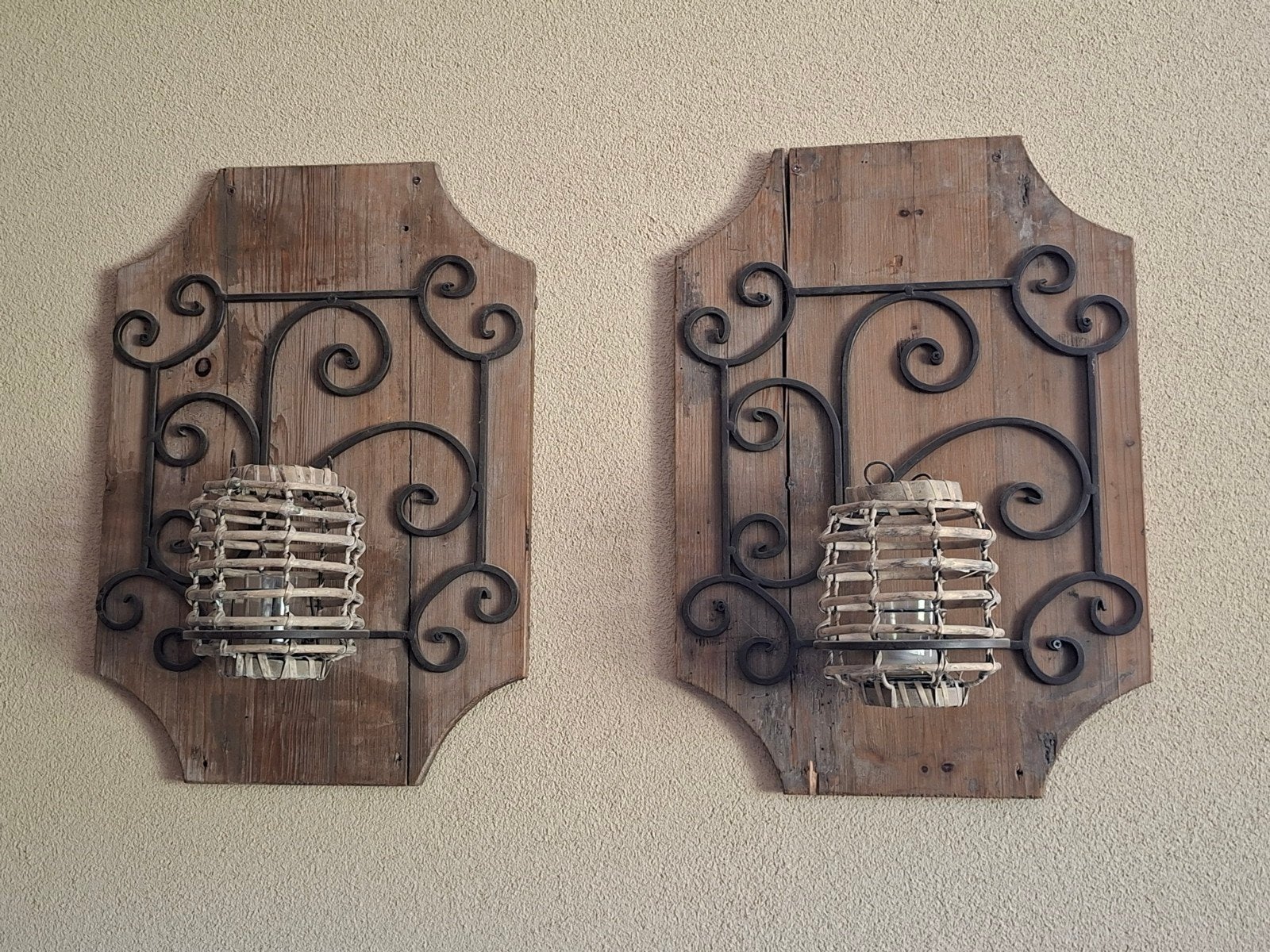 Wanddecoratie / kaarsenhouder, 2 stuks, 60x38 cm, Ophalen, Gebruikt, Hout, Decoratieobject