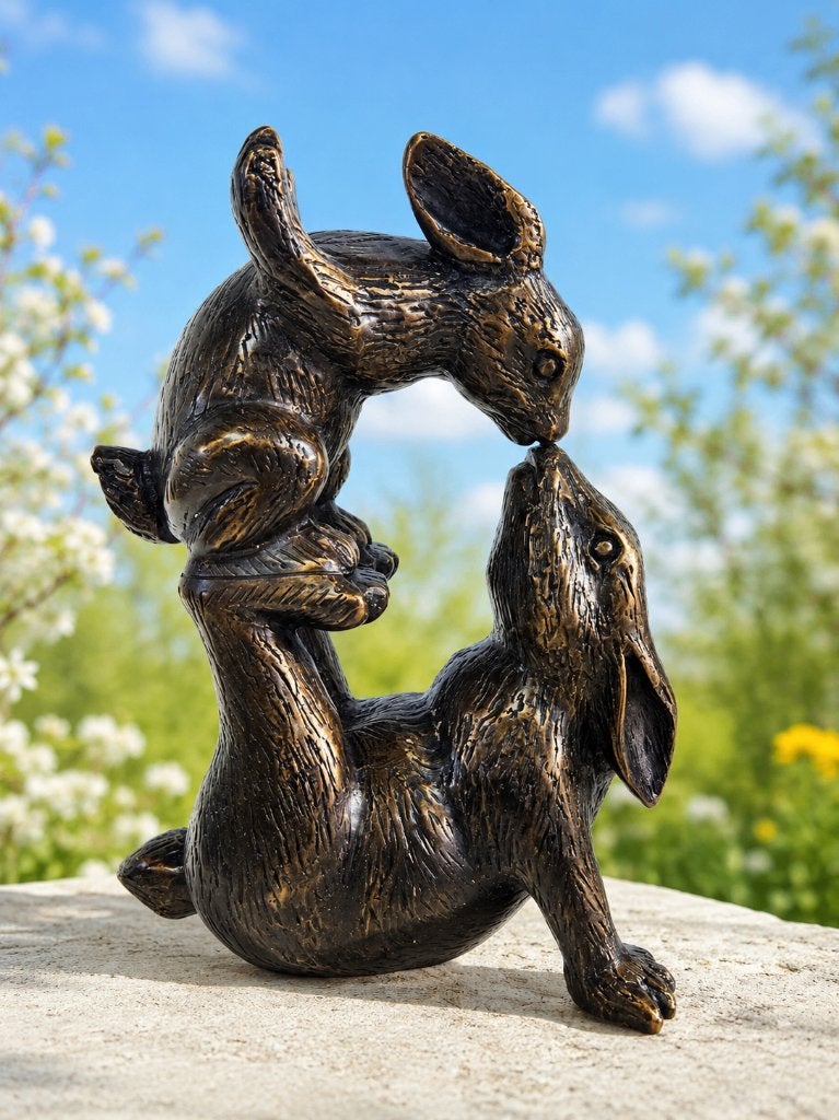 KUSSENDE HAZEN / 2 maten, Dierenbeeld, Nieuw, Info@huisentuindecoratiemarie.nl, Huis en tuin decoratie marie