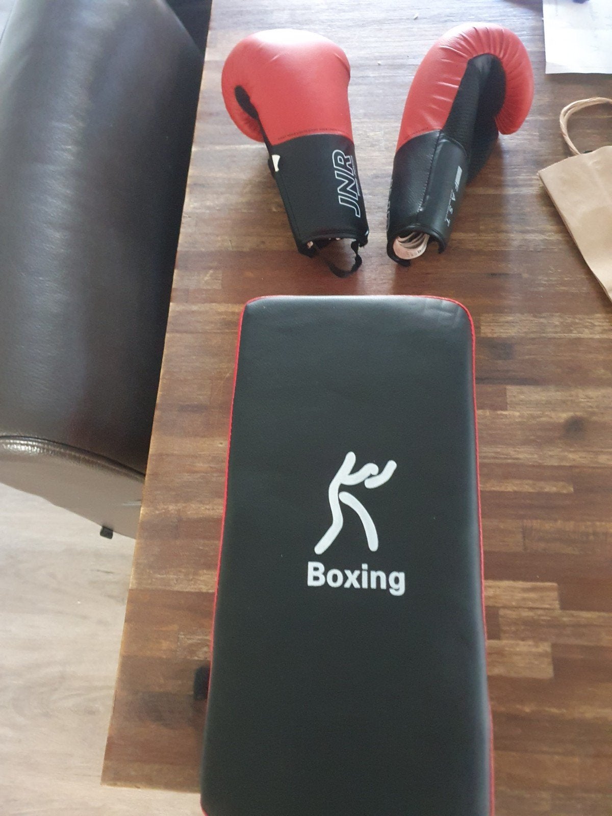 Bokshandschoenen en stootkussen maat S, Verzenden, Zo goed als nieuw, Bokshandschoenen