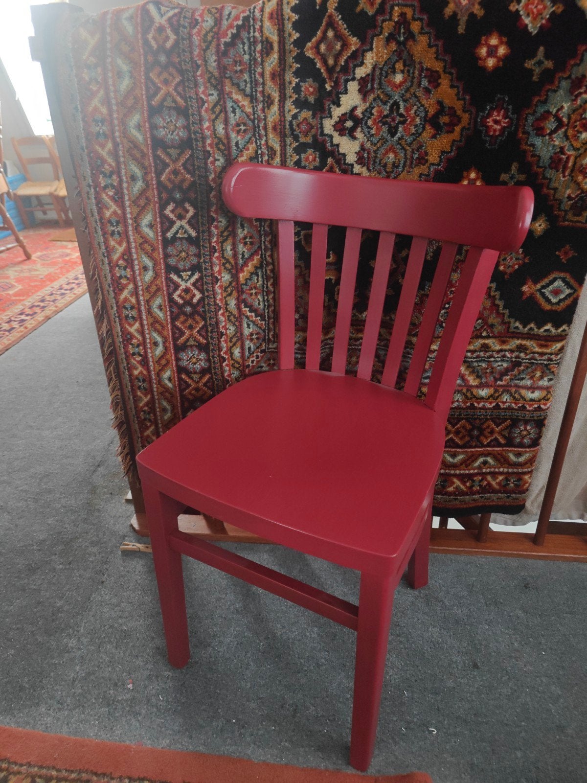 Set van 4 antieke caféstoeltjes, rood, lichtgewicht, Ophalen of Verzenden