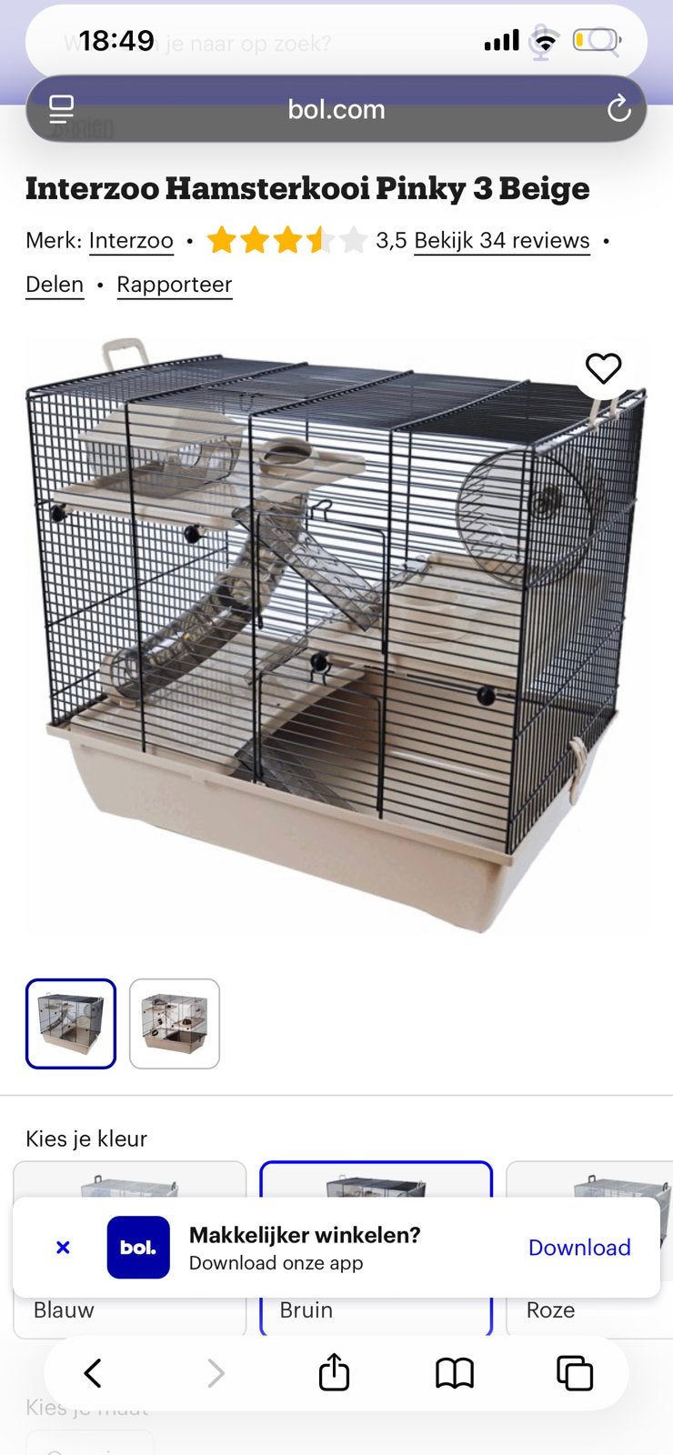 Hamsterkooi, Ophalen, Overige typen, Minder dan 75 cm, Zo goed als nieuw