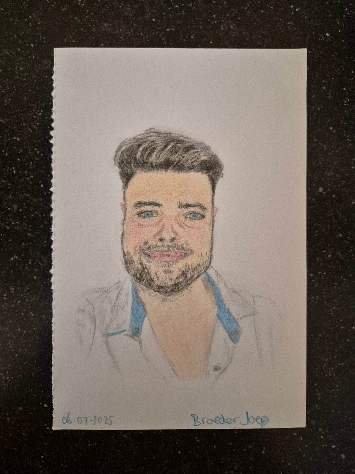 Tekening van portret Broeder Joep, Ophalen of Verzenden