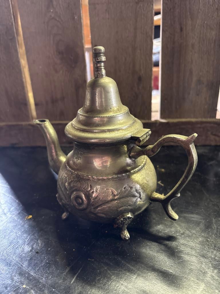 Vintage Marokkaanse theepot - gedetailleerd, Antiek en Kunst, Antiek | Koper en Brons, Ophalen of Verzenden, Koper
