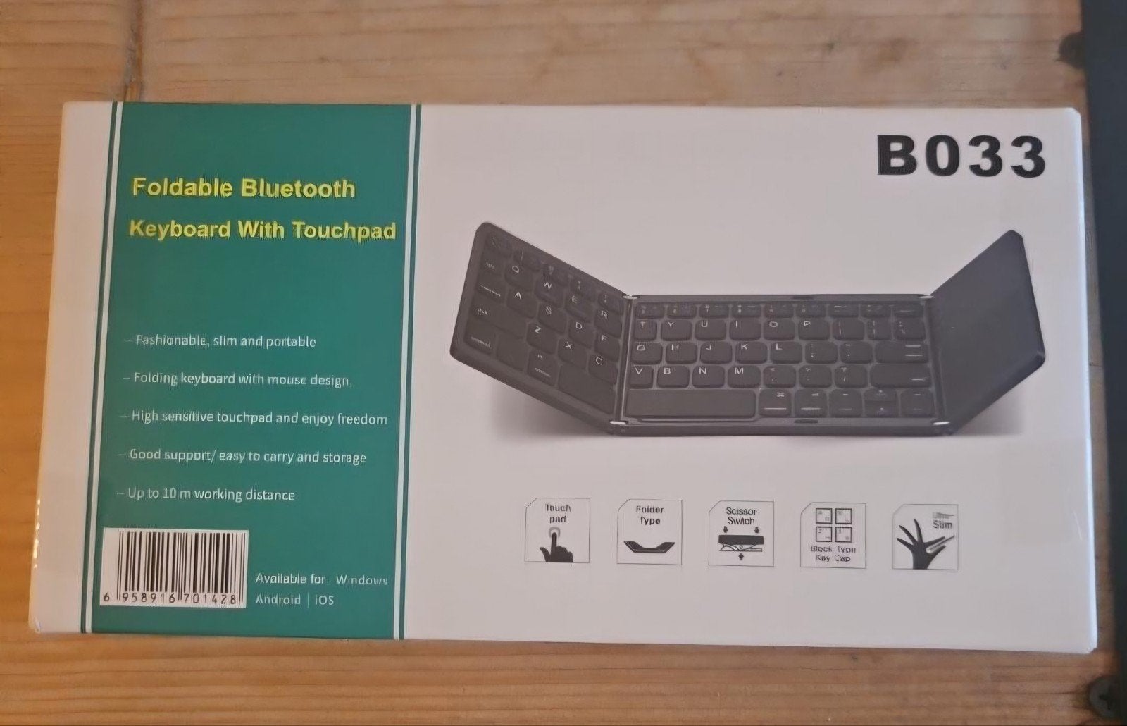 Opvouwbaar Bluetooth Toetsenbord met Touchpad - B033, Onbekend, Ophalen of Verzenden, Draadloos, Qwerty