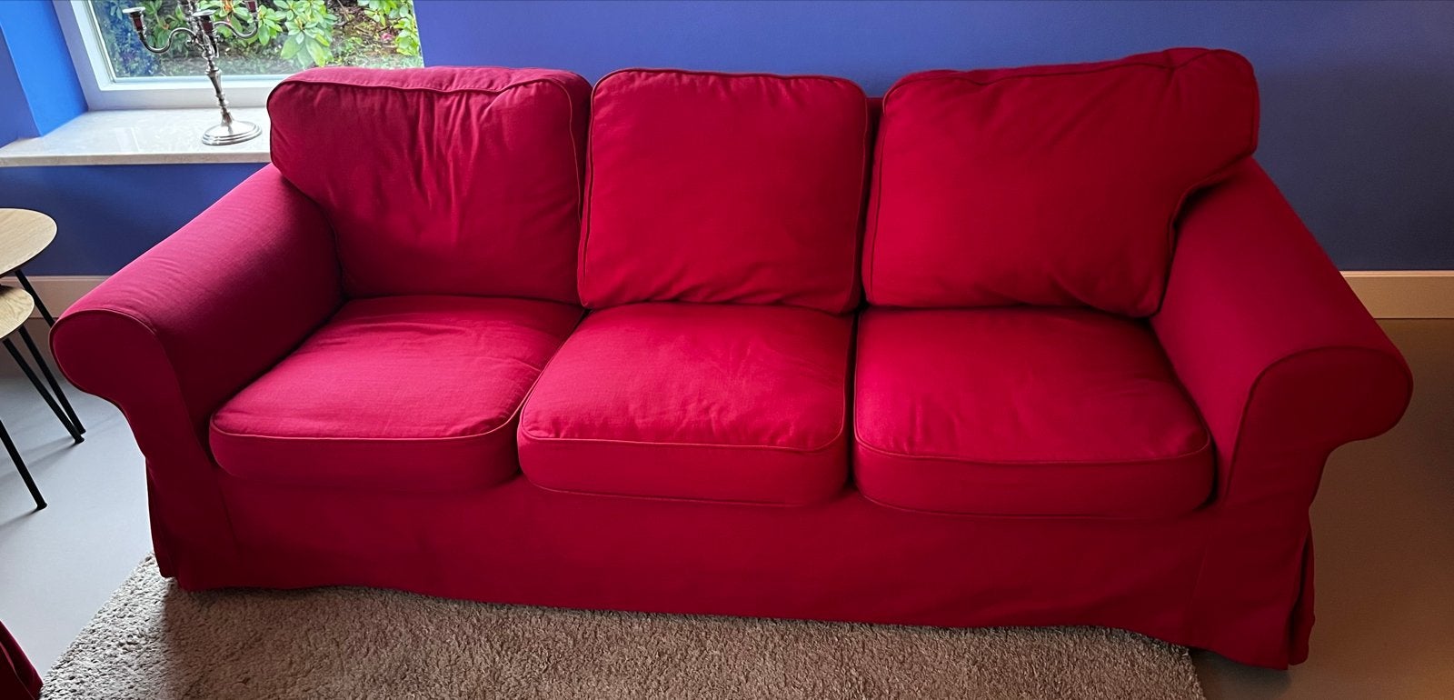 Ikea Ektorp 3-zitsbank - Rood, Ophalen, Gebruikt, Driepersoons, 75 tot 100 cm