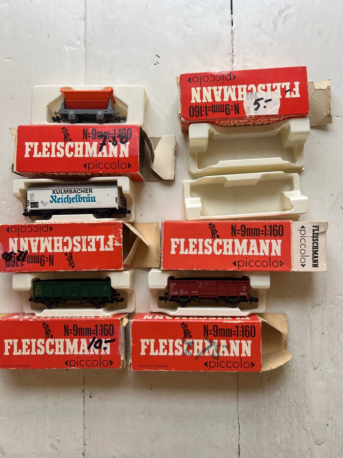 Fleischmann Piccolo N-spoor wagons (set van 5), Gebruikt, Gelijkstroom, Fleischmann, Wagon