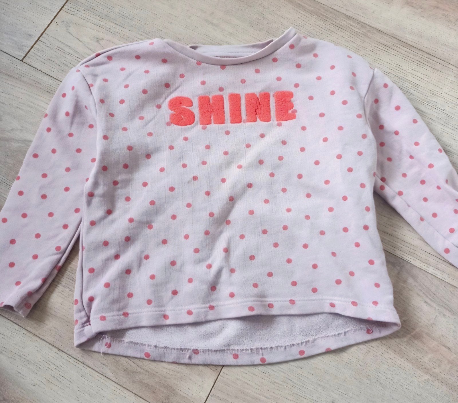 Hema trui roze met stippen en 'SHINE' opdruk maat 98/104, Kinderen en Baby's, Gebruikt, Meisje, Trui of Vest, Ophalen of Verzenden