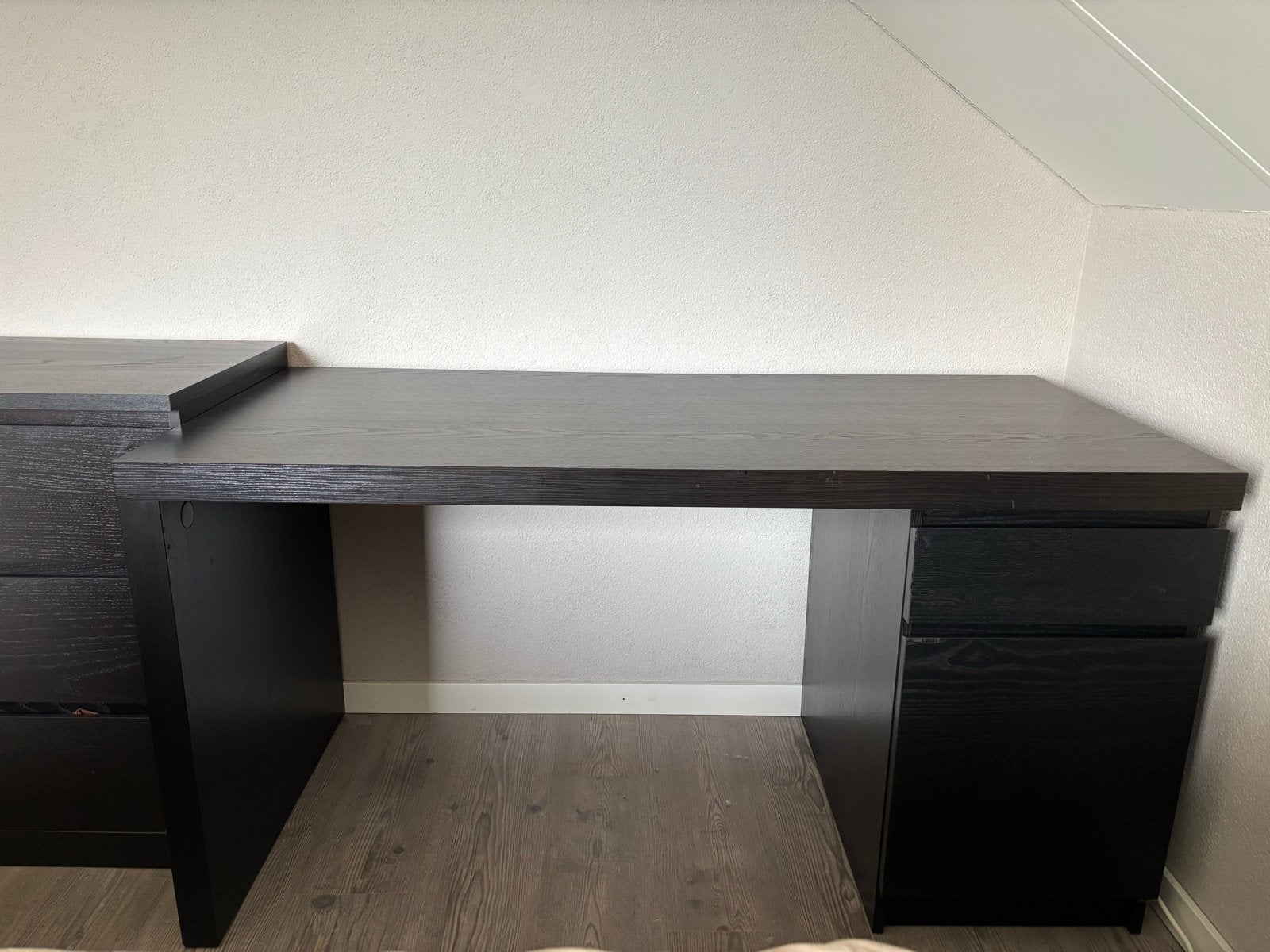 IKEA Malm bureau zwart met lades, Ophalen, Zwart, Gebruikt, Met lades