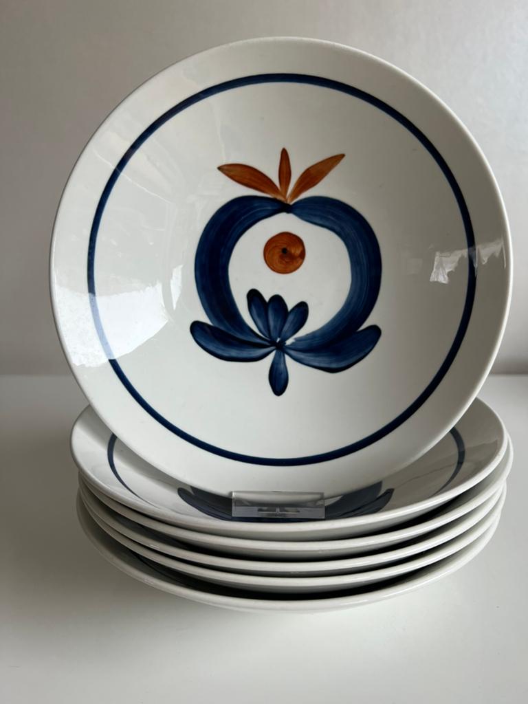 6 Vintage Rörstrand Polka Diepe Borden Hertha Bengtson 50’s, Ophalen of Verzenden