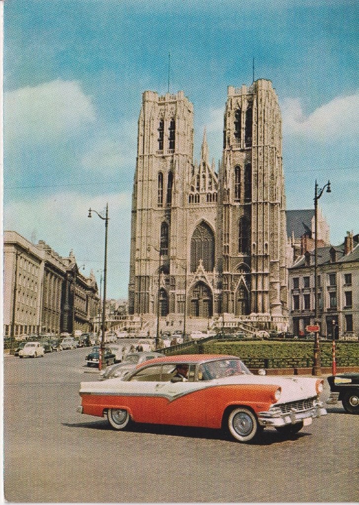 Brussel met auto Ford Fairlane, Ophalen of Verzenden, 1960 tot 1980, Ongelopen, Brussel (Gewest)