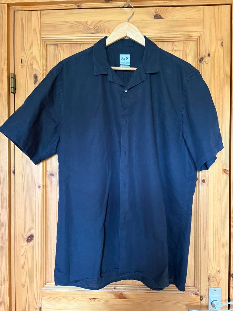 Overhemd blouse korte mouw zwart zara XL, Kleding | Heren, Ophalen of Verzenden, Zo goed als nieuw, Zwart, Halswijdte 43/44 (XL)