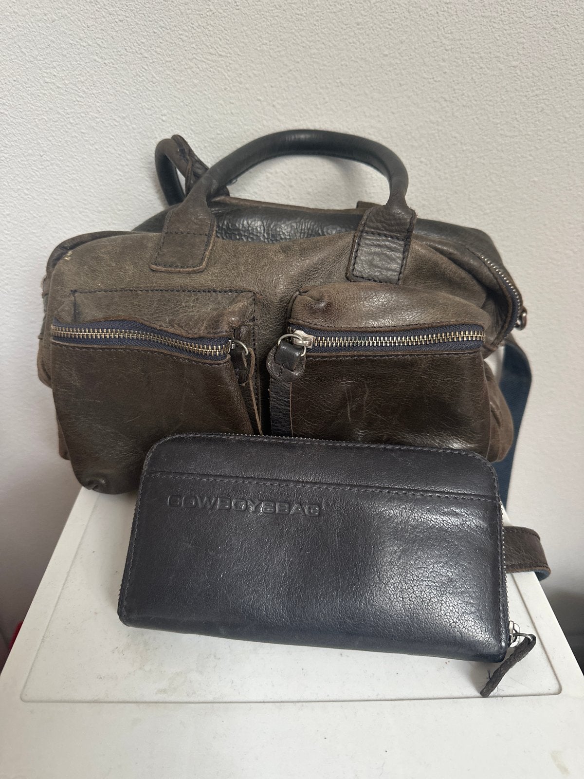 Cowboy Bag leren tas met bijpassende portemonnee, Ophalen of Verzenden, Gebruikt, Bruin, Handtas