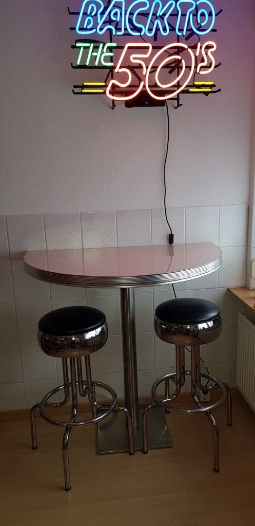 Bel Air Amerikaanse muur bartafel barkrukken sixties fifties, Huis en Inrichting, Ophalen, 60 tot 90 cm, Met voetsteun, Zo goed als nieuw