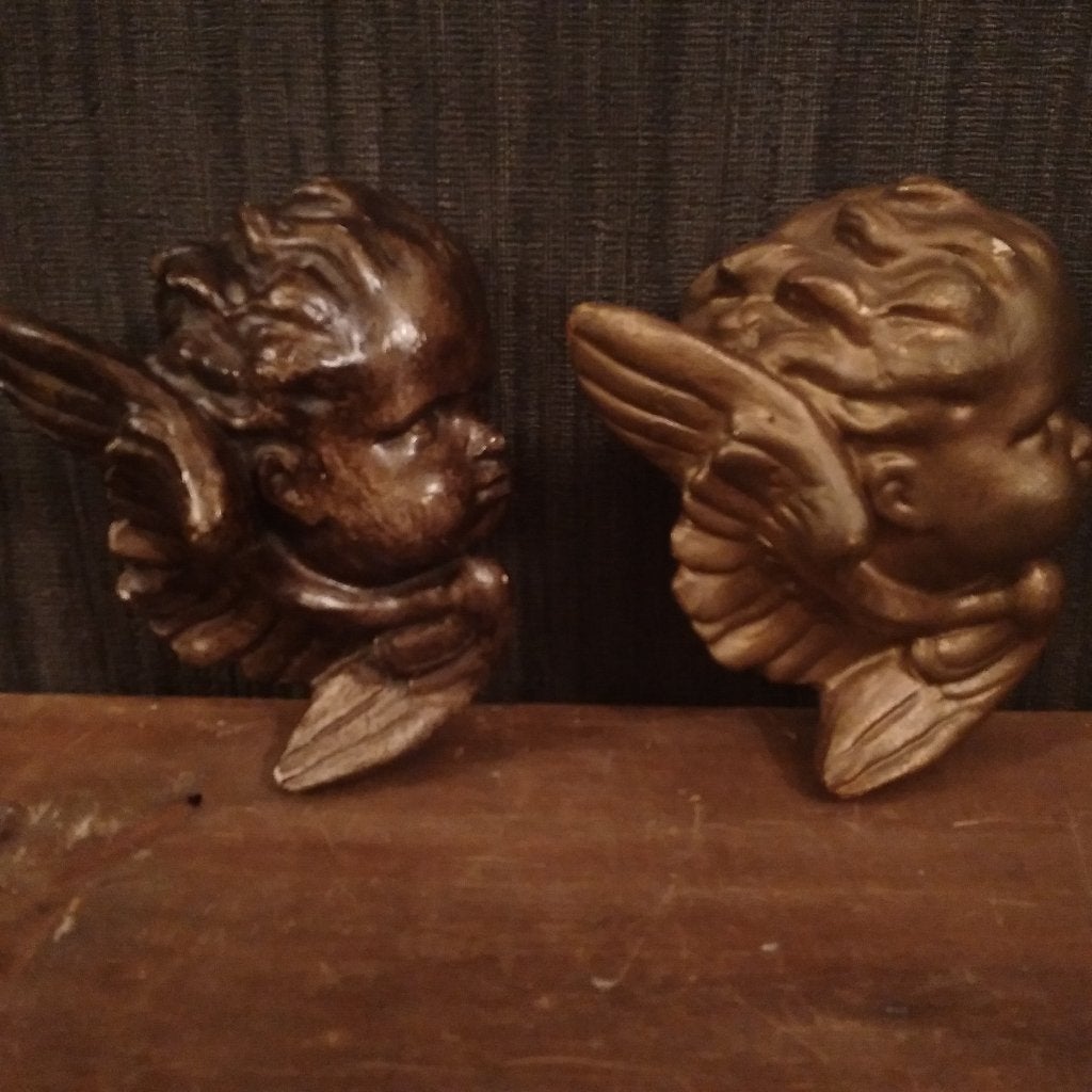 Oude gipsen cherubijn engeltjes hoofdjes, Verzenden