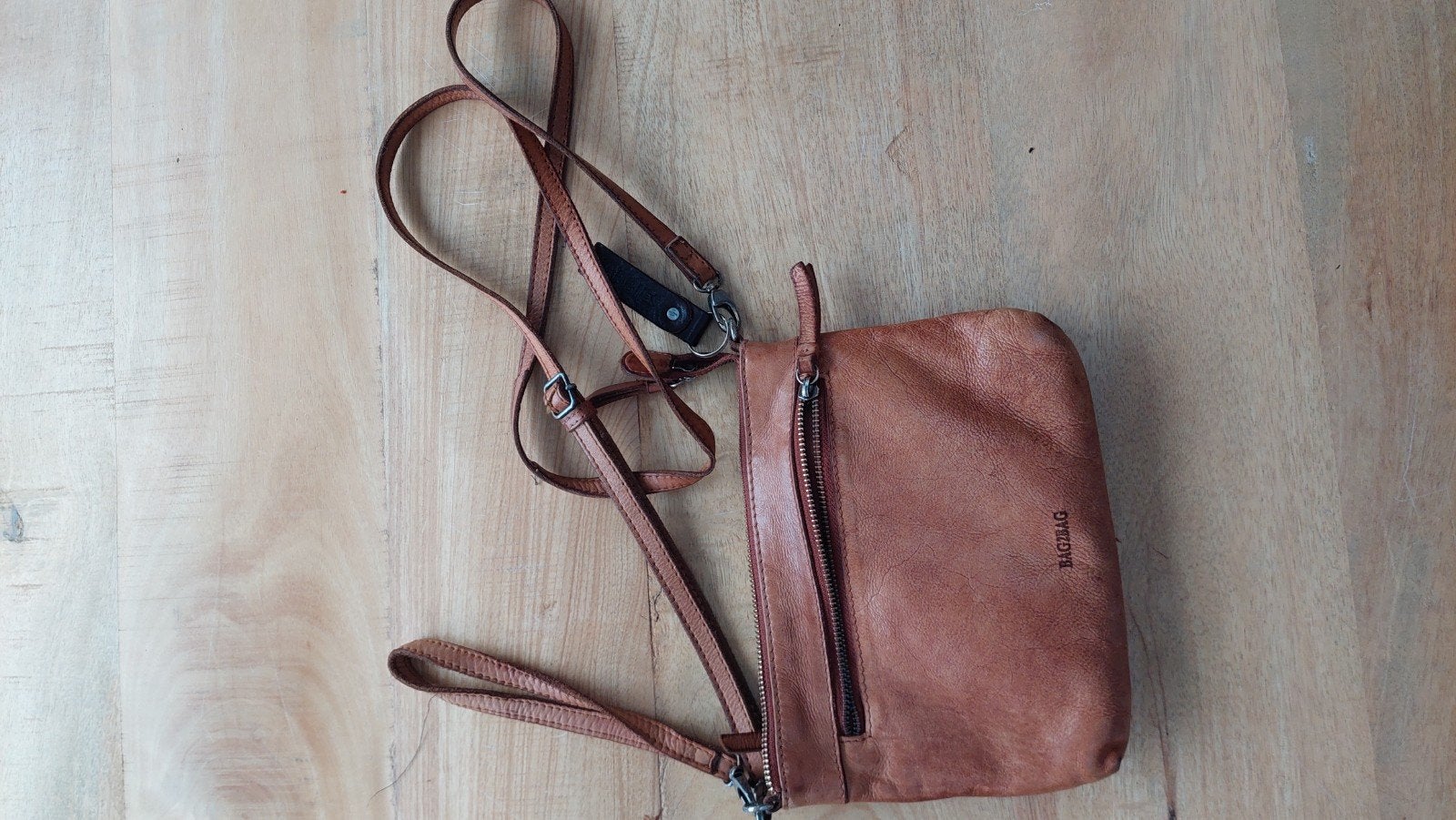 Bag2Bag leren schoudertasje - bruin, Ophalen of Verzenden, Gebruikt, Bruin, Schoudertasje