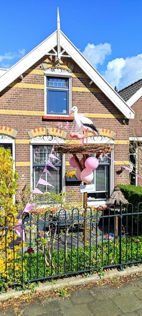 Te huur of te koop ooievaarsnest op paal, Ophalen, Gebruikt, Geboortebord