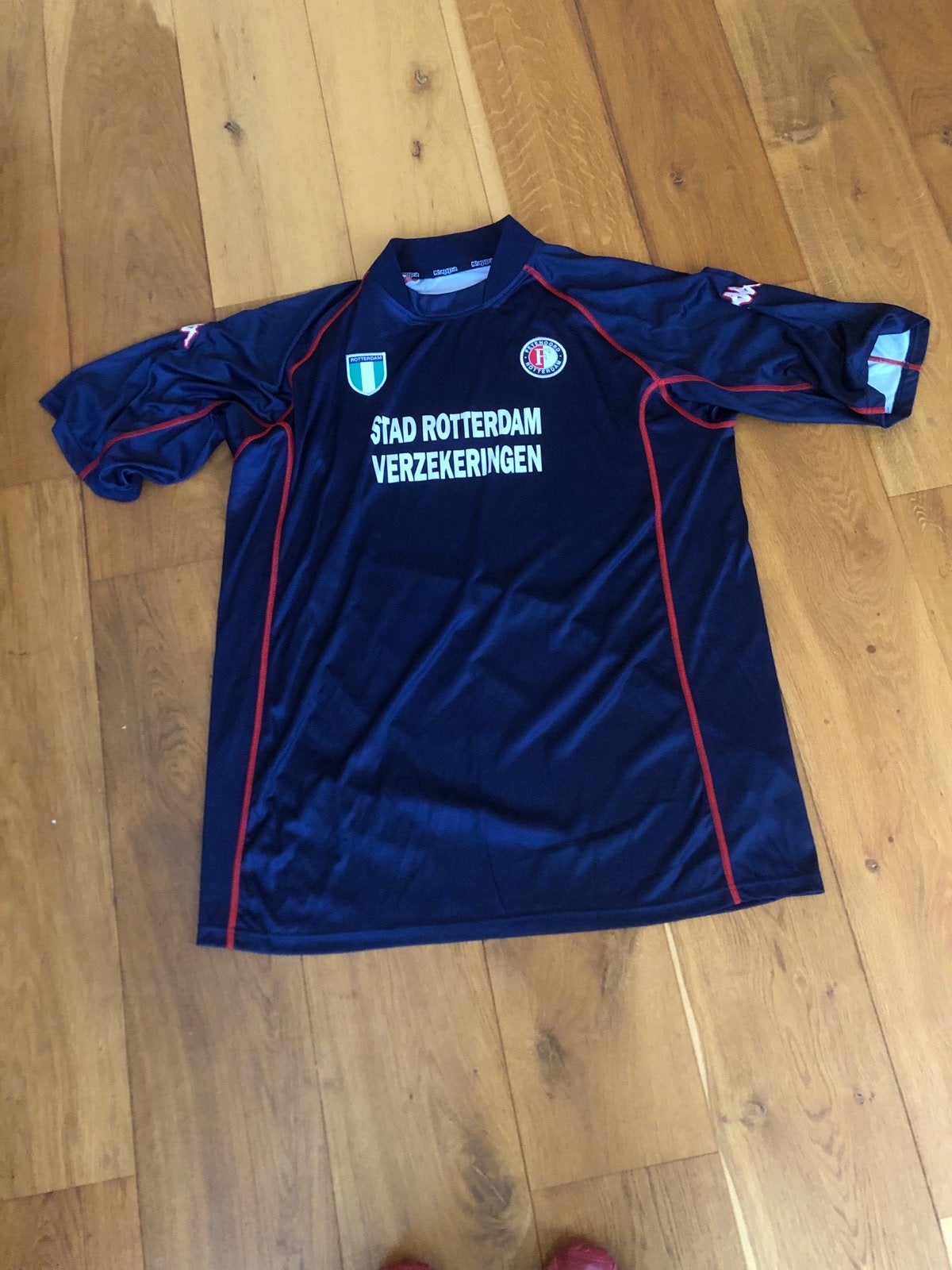 Feyenoord Trainingsshirt Kappa - Stad Rotterdam Verzekeringe, Blauw, Overige maten, Ophalen of Verzenden, Zo goed als nieuw