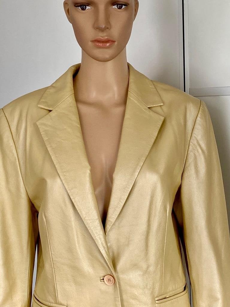 J513 Taifun maat 40=M echt leren jasje blazer colbert leer, Kleding | Dames, Maat 38/40 (M), Beige, Ophalen of Verzenden, Zo goed als nieuw