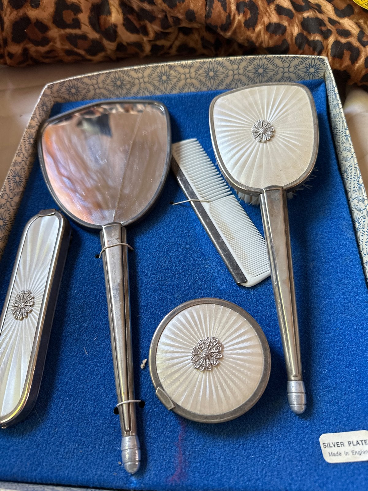 Vintage verzilverde toilettafel set - CavalierMade in Englan, Ophalen