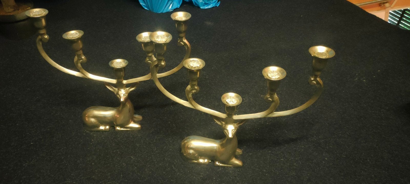 zilver kleurige herten kandelaars, Huis en Inrichting, Woonaccessoires | Kandelaars en Kaarsen, Ophalen, Zilver, Zilver