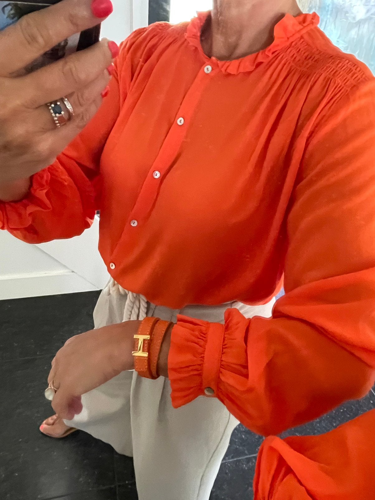 NUKUS, prachtige en aparte blouse S/M/L, Kleding | Dames, Blouses en Tunieken, Ophalen of Verzenden, Nieuw, Maat 38/40 (M), Oranje