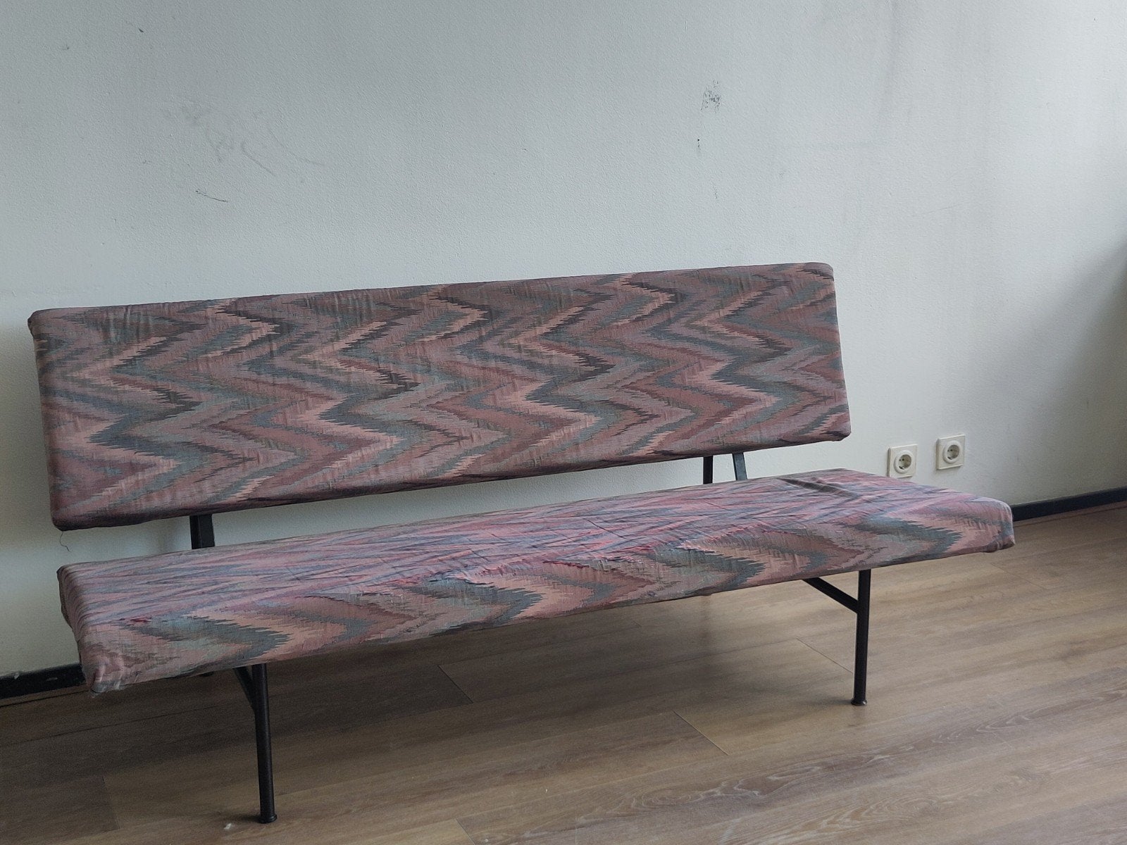 Vintage Gispen bank 1721 Cordemeyer sofa bankje metaal stof, Huis en Inrichting, Gebruikt, Mid century modern dutch design, .