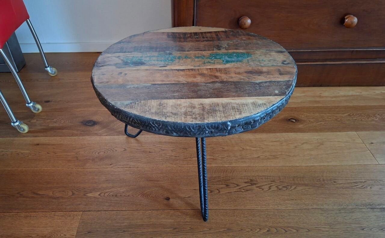 salontafel rond sloophout gerecycled tafel bijzettafel, Ophalen, Rond, 50 tot 100 cm, 50 tot 100 cm