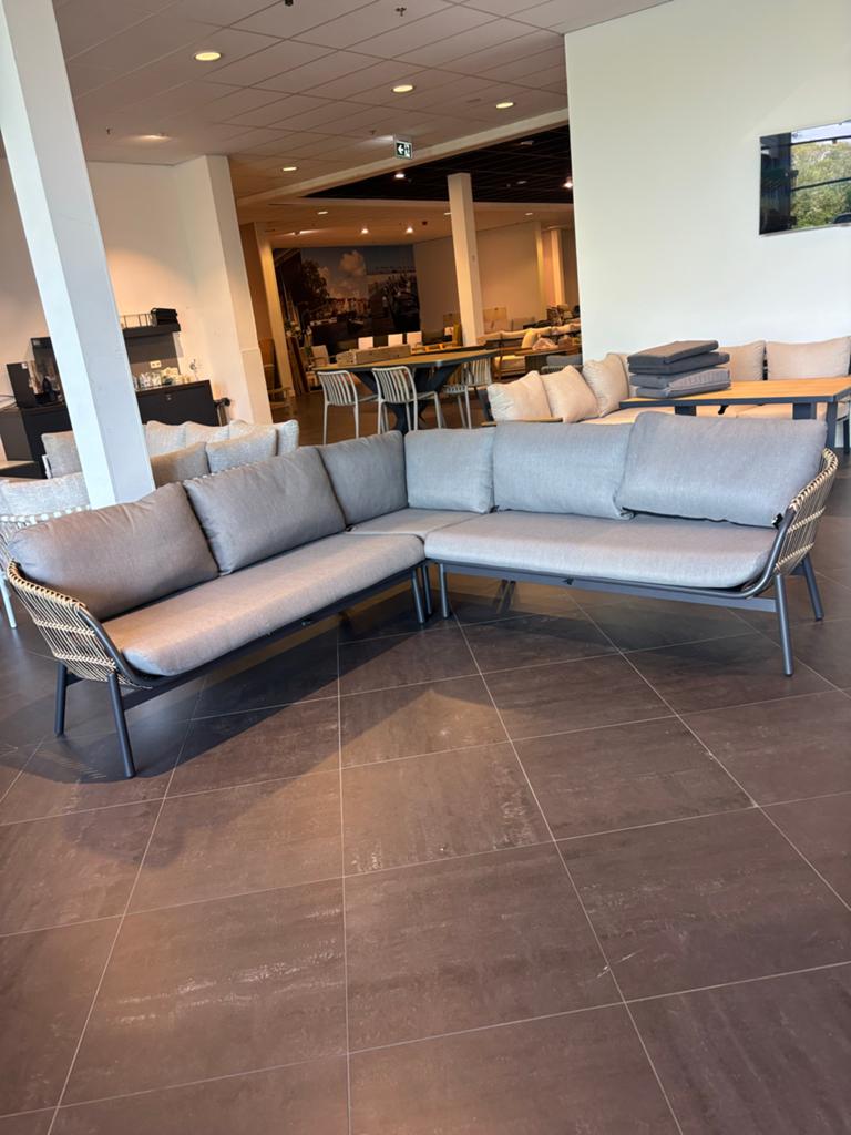 Moderne aluminium loungeset - Hoekbank met kussens, Tuin en Terras, Tuinsets en Loungesets, 5 zitplaatsen, Ophalen of Verzenden