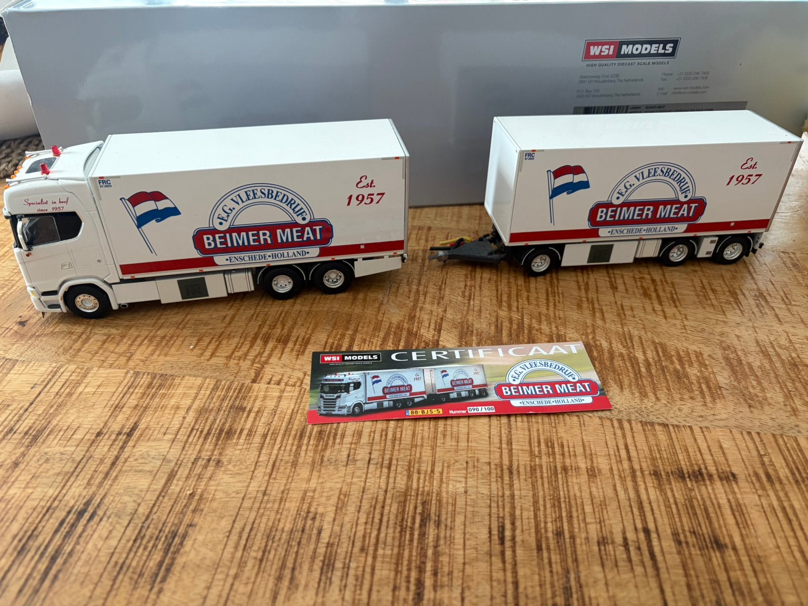 WSI 1:50 Scania S highline Beimer Meat 090/100, Ophalen of Verzenden, Nieuw, Bus of Vrachtwagen, Wsi
