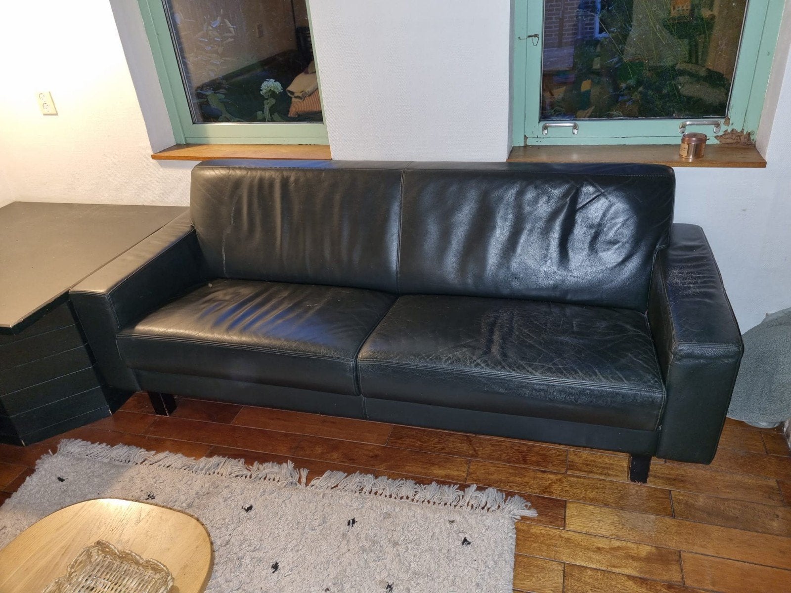 Leren bankstel donkergroen - 2x tweezitsbank, Huis en Inrichting, Ophalen, Gebruikt, Klassiek, 150 tot 200 cm