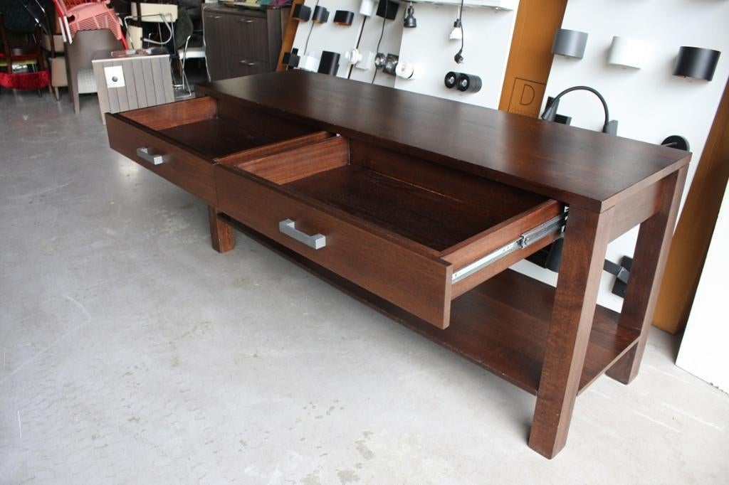 2 x grote houten sidetable dressoir winkeltafel lade 200 cm, Ophalen, Met plank(en), Gebruikt, 150 tot 200 cm