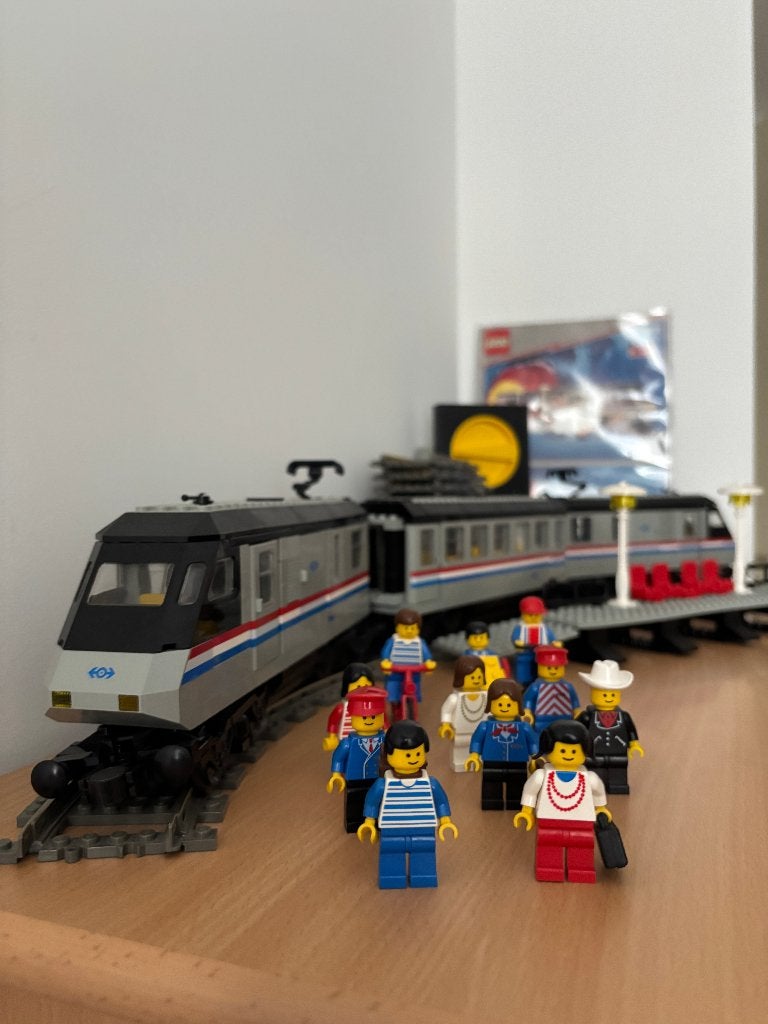 LEGO 4558 Metroliner – 9V trein – vintage – incl instructies, Lego, Ophalen of Verzenden, City, Gebruikt