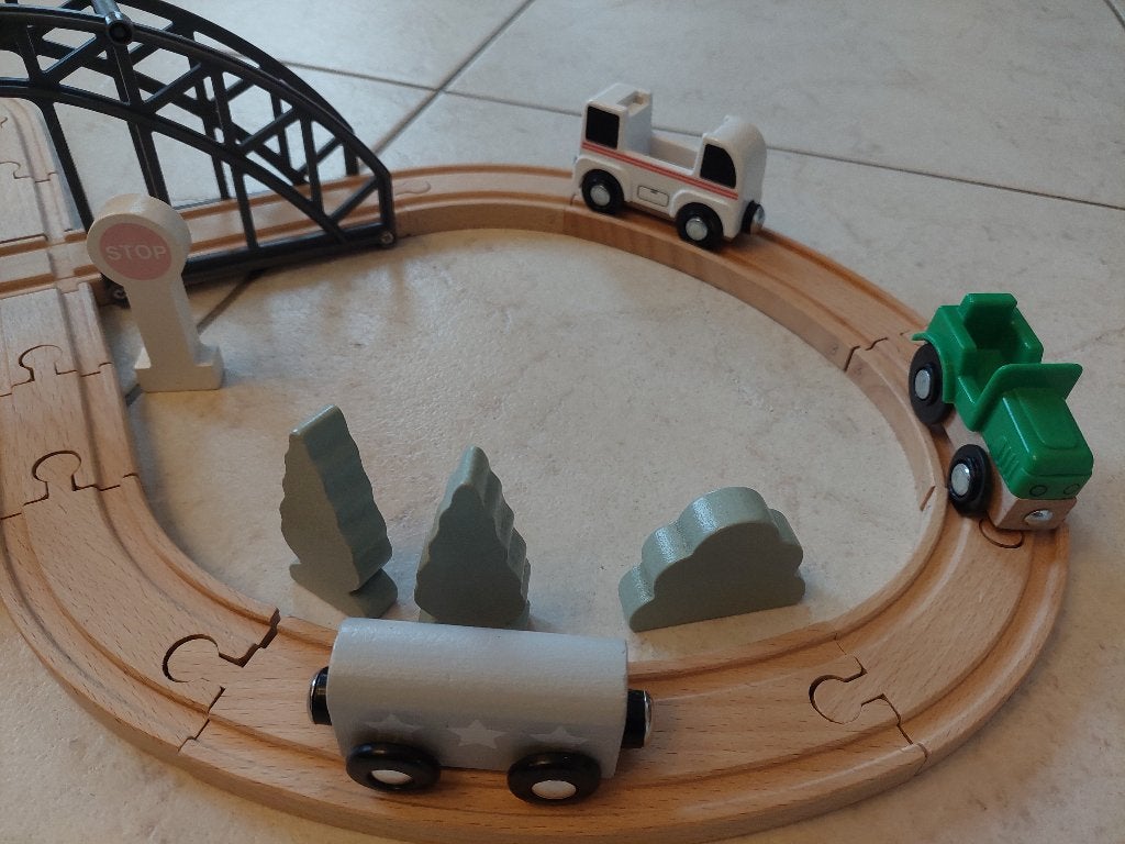 houten treinset / wooden train set, Ophalen of Verzenden, Gebruikt