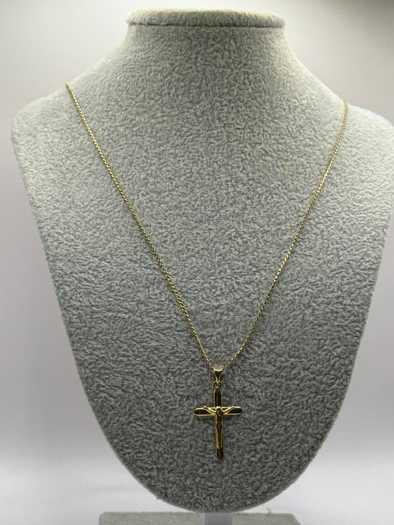 18K Gouden ketting met Jezus hanger, Sieraden, Tassen en Uiterlijk, Kettingen, Met hanger, Nieuw, Ophalen of Verzenden, Goud