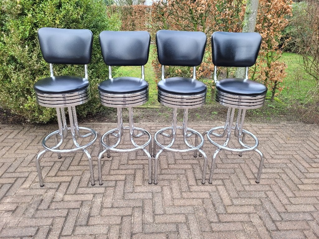 4 Amerikaanse barkrukken Bel Air sixties fifties , bar tafel, Huis en Inrichting, Ophalen, 60 tot 90 cm, Met voetsteun, Zo goed als nieuw