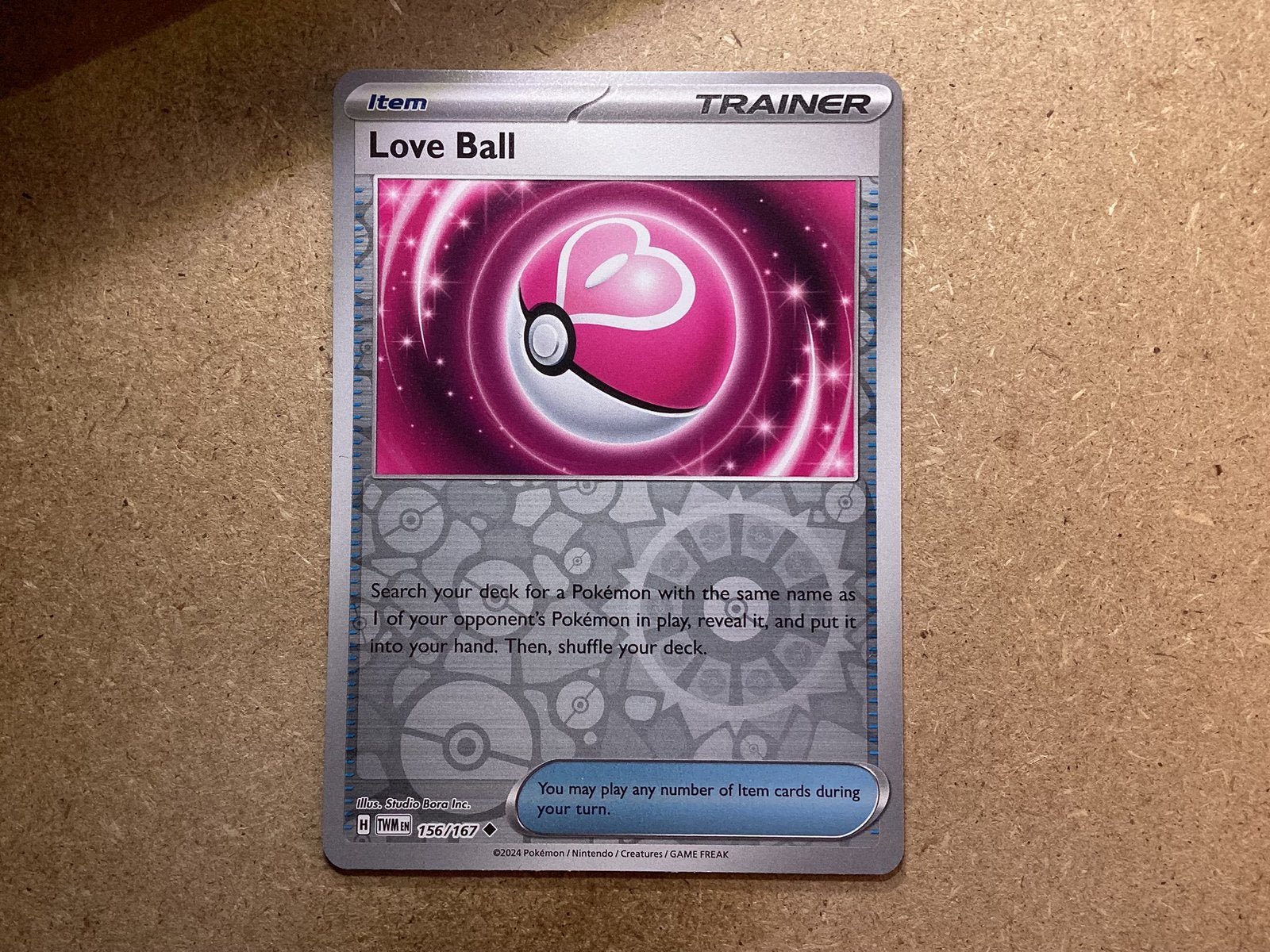 1x Love Ball [TWM 156/167] (Near Mint, Reverse Holo), Ophalen of Verzenden, Zo goed als nieuw, Losse kaart, Foil