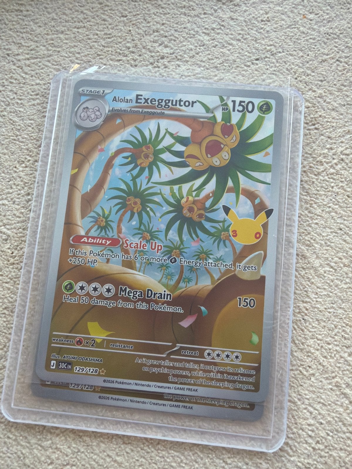 Alolan Exeggutor VMAX Celebrations Pokémon Kaart, Ophalen of Verzenden, Zo goed als nieuw, Losse kaart