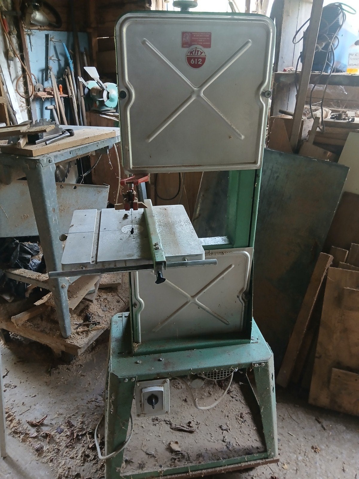 Goede lintzaag, Ophalen, Gebruikt, Kolomboormachine
