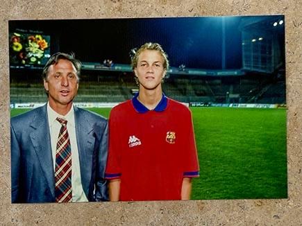 Org kleurenfoto 20x30 cm Johan Cruijff en Jordi Cruijff, Verzenden, Nieuw, Ajax, Poster, Plaatje of Sticker