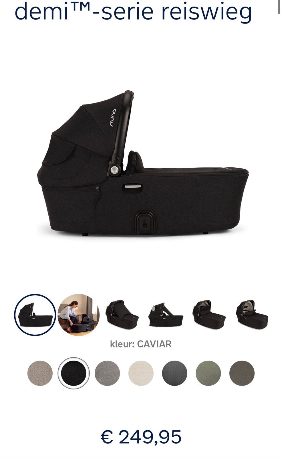Nuna Demi Grow Reiswieg - Caviar, Zo goed als nieuw, Met reiswieg, Ophalen, Kinderwagen