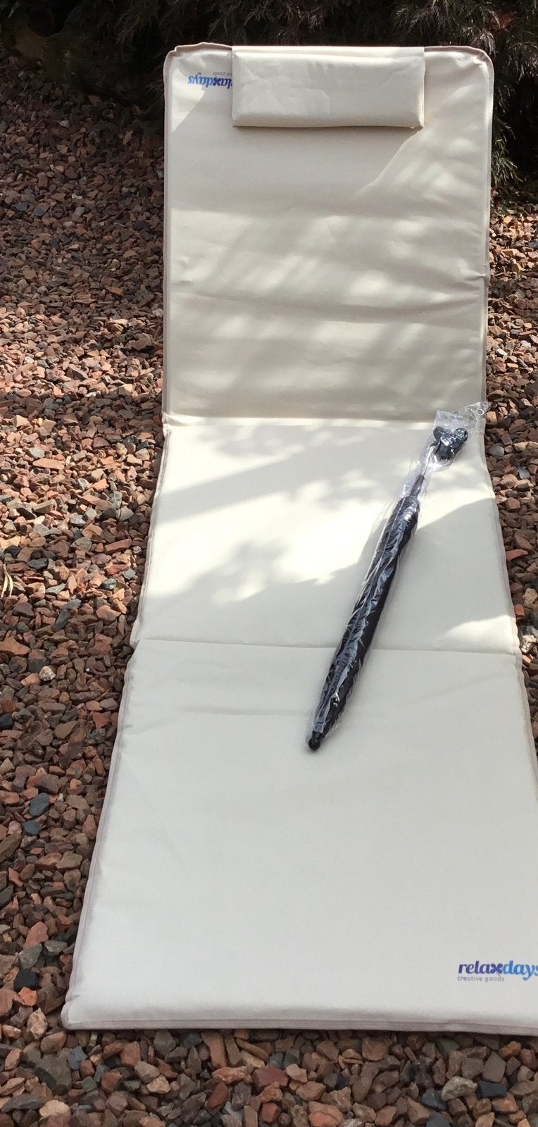 Strandmat met parasol verstelbaar, Ophalen, Zo goed als nieuw, Verstelbaar