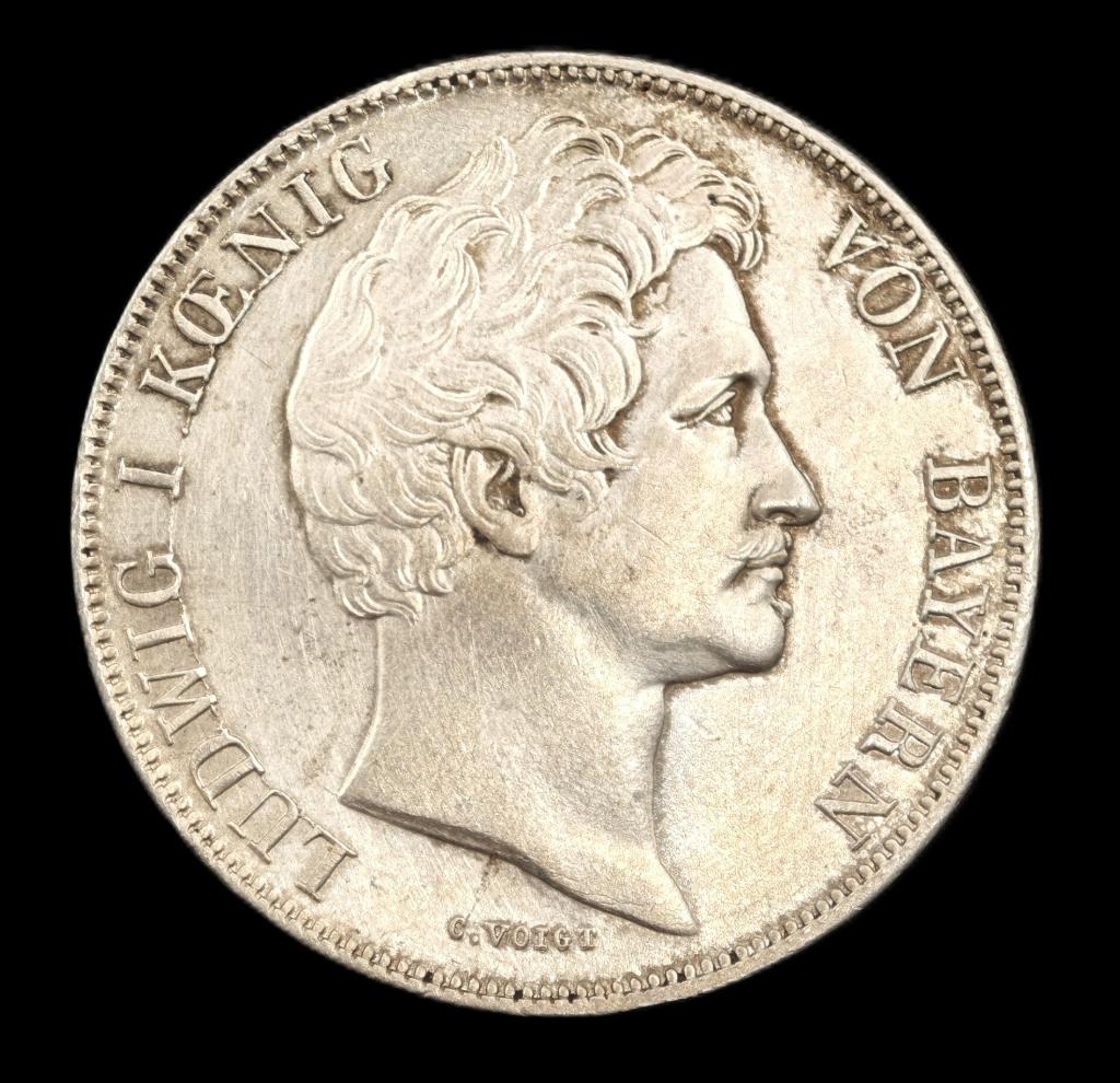 1841 1 Gulden Bayern Ludwig I, Verzenden, Duitsland, Losse munt, Zilver