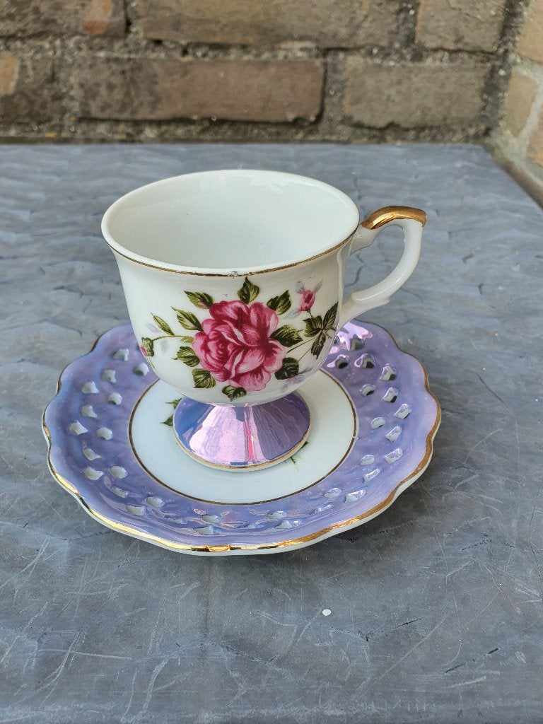Vintage Versailles lusterware kop en schotel, Ophalen of Verzenden, Gebruikt, Porselein, Kop en/of schotel
