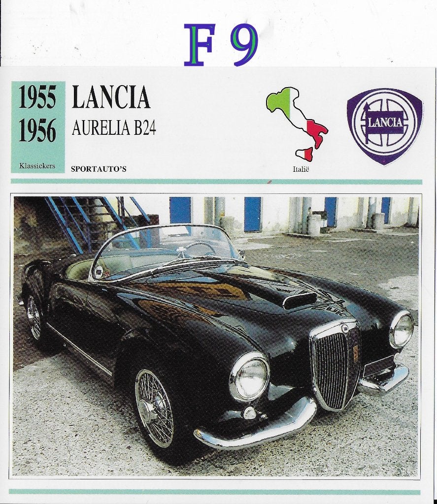F9 autokaart lancia aurelia ( 1955 - 1956 ), Ophalen of Verzenden, Zo goed als nieuw, Auto's