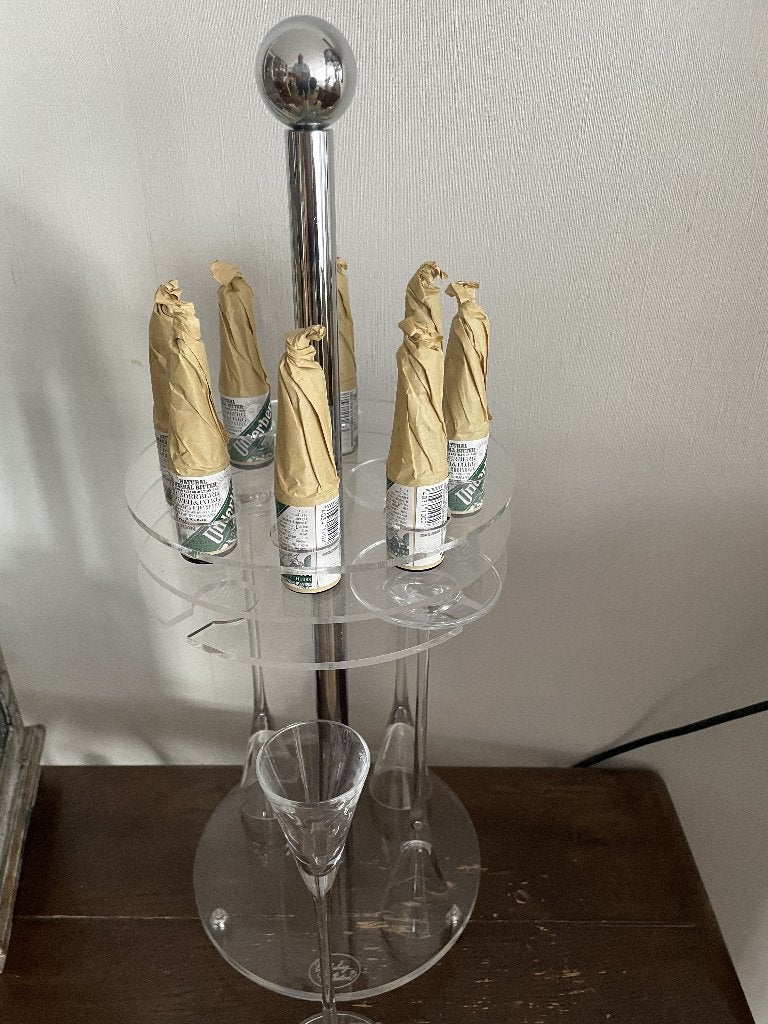 Underberg houder RVS met 4 glazen en ruimte voor 8 flesjes, Ophalen of Verzenden, Nieuw, Overige typen