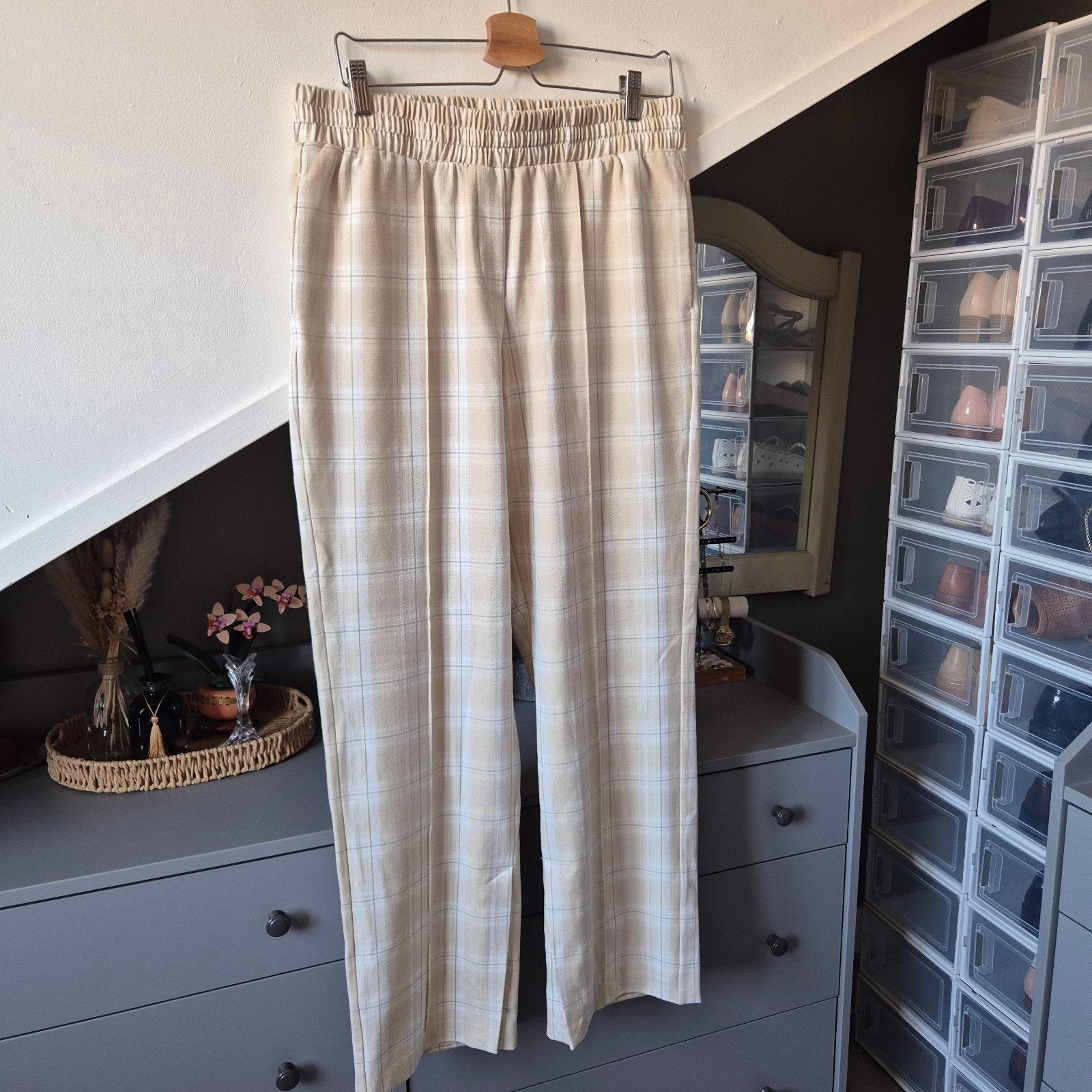 Yaya geruite pantalon maat 42 - Nieuw met kaartje, Kleding | Dames, Beige, Maat 42/44 (L), Nieuw, Ophalen of Verzenden