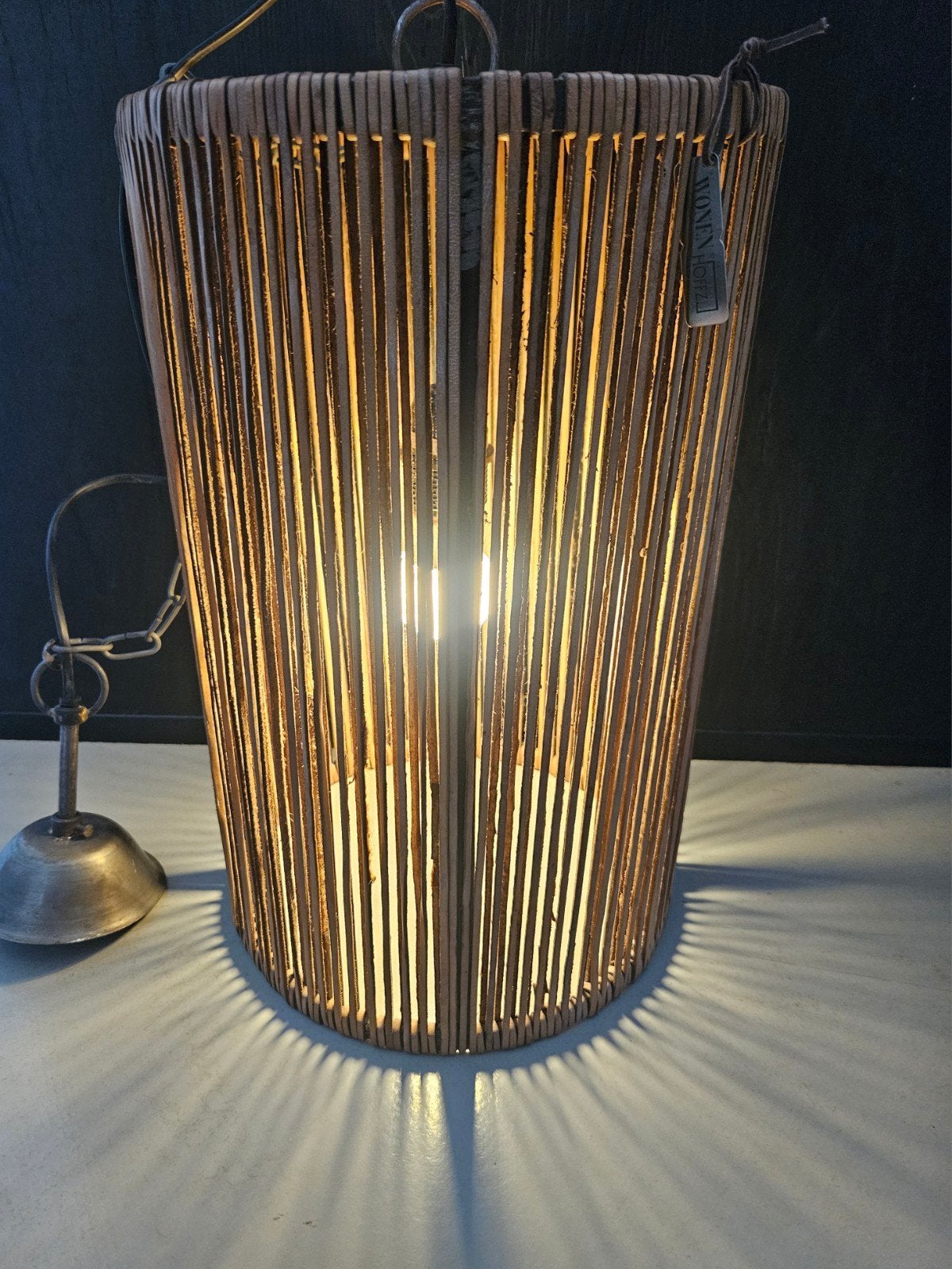 Set van 2 originele Hoffz Mazu hanglampen (leder) Japandi, Ophalen, Zo goed als nieuw, Minder dan 50 cm