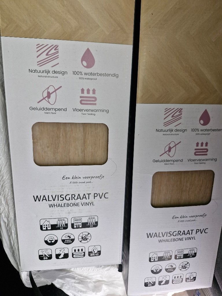 PVC vloer - Floer - Kleur Orka Onbehandeld - Walvisgraat, Doe-het-zelf en Verbouw, Vloerdelen en Plavuizen, Ophalen, Overige materialen