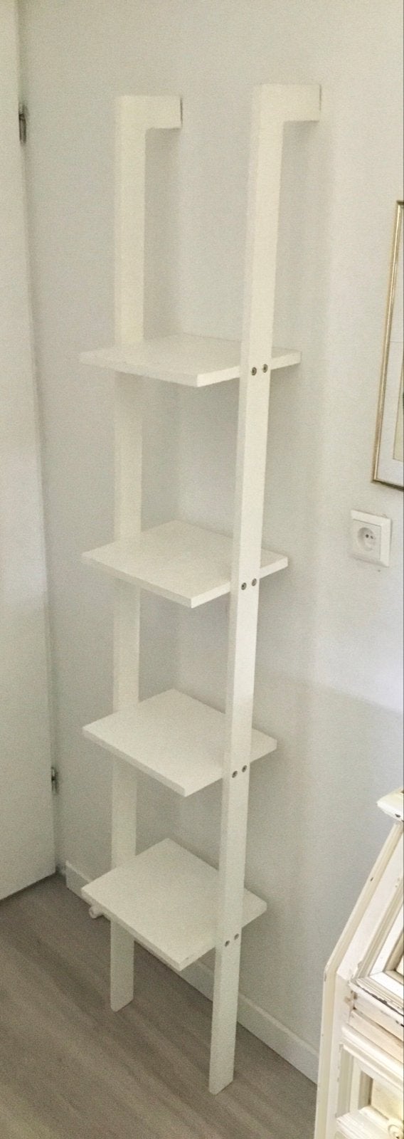 WIT HOUTEN PLANKENREK / LADDERREK - 180 CM. HOOG, Ophalen, Met plank(en), Minder dan 50 cm, Gebruikt