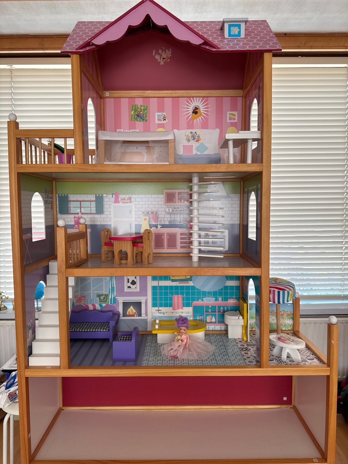 Groot Houten Poppenhuis met Meubels en Accessoires, Ophalen, Gebruikt, Poppenhuis